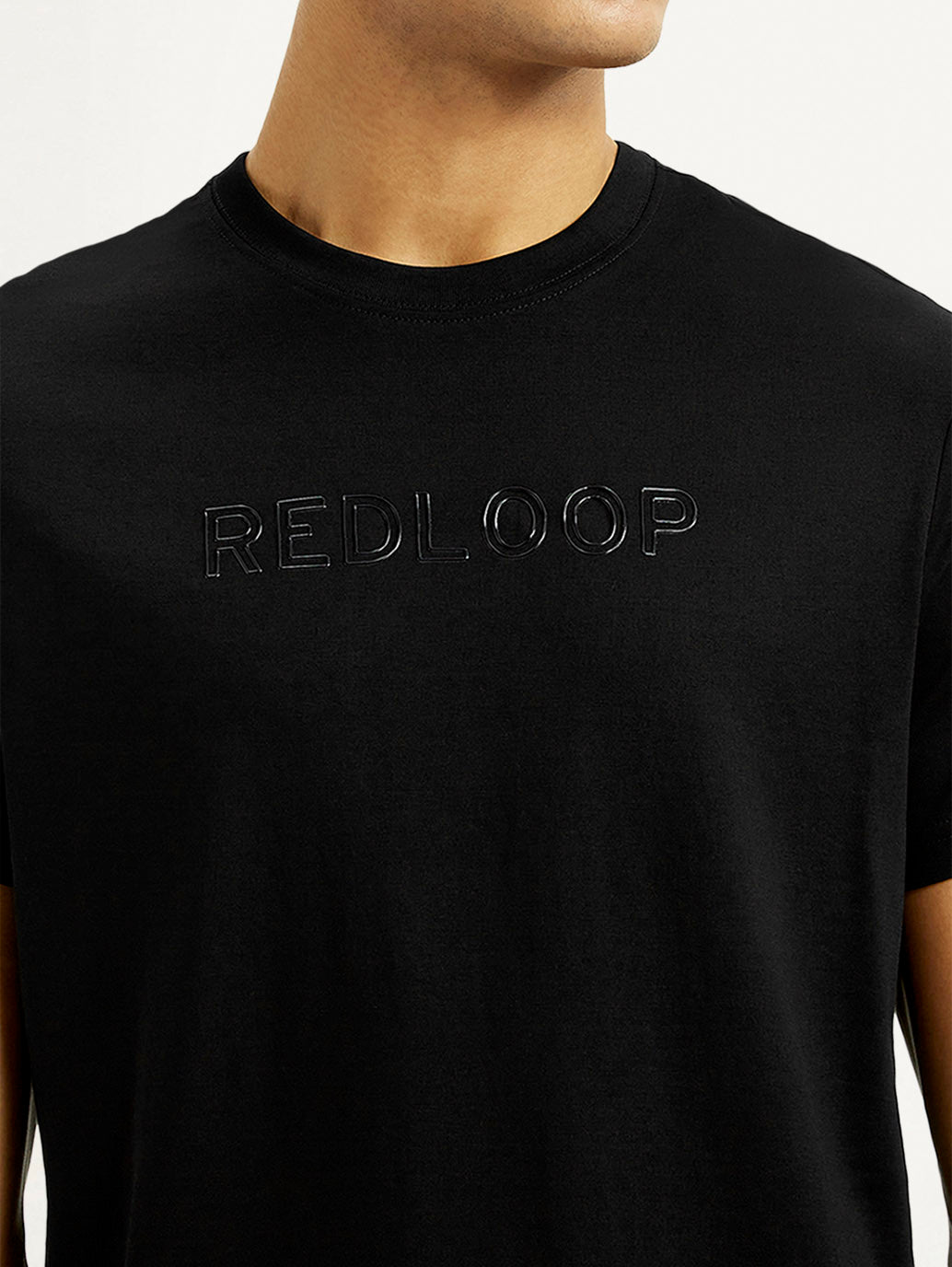 Men's Redloop Typography Black Slim Fit T-shirt - Detail View