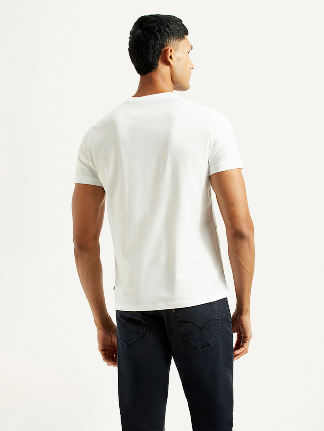 Men's Redloop Floral White Slim Fit T-shirt - Back View