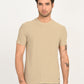 Men's Solid Beige Slim Fit T-shirt - frount View