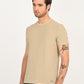 Men's Solid Beige Slim Fit T-shirt - side View