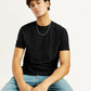 Men's Redloop Solid Black Slim Fit T-shirt - Elevated View