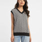 Women's V-Neck Checkered Sweater - 3768aa9e-411e-4869-8322-b6d5ac2ececd View