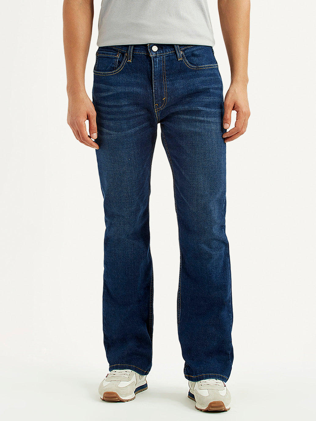 Men's 527 Dark Blue Slim Bootcut Fit Mid Rise Jeans - Front View