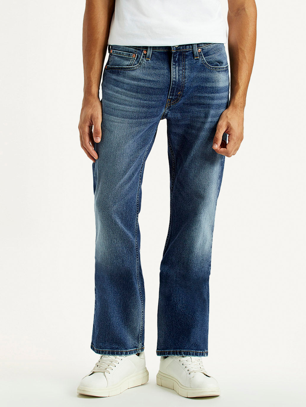 Men's 527 Med Indigo Bootcut Fit Mid Rise Kooltex Jeans - Front View
