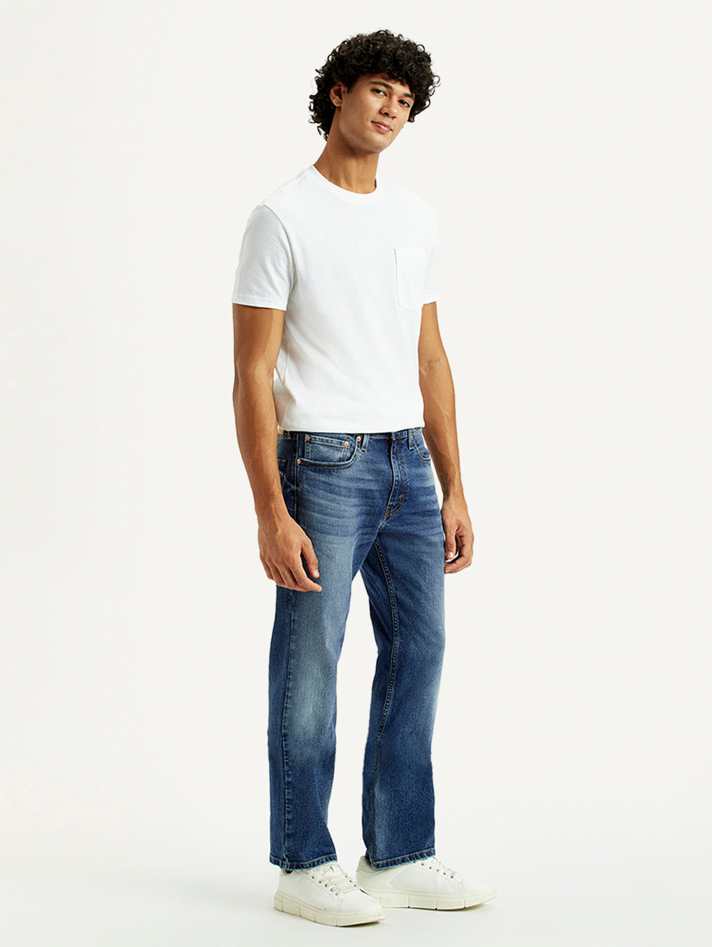Men's 527 Med Indigo Bootcut Fit Mid Rise Kooltex Jeans - Side View