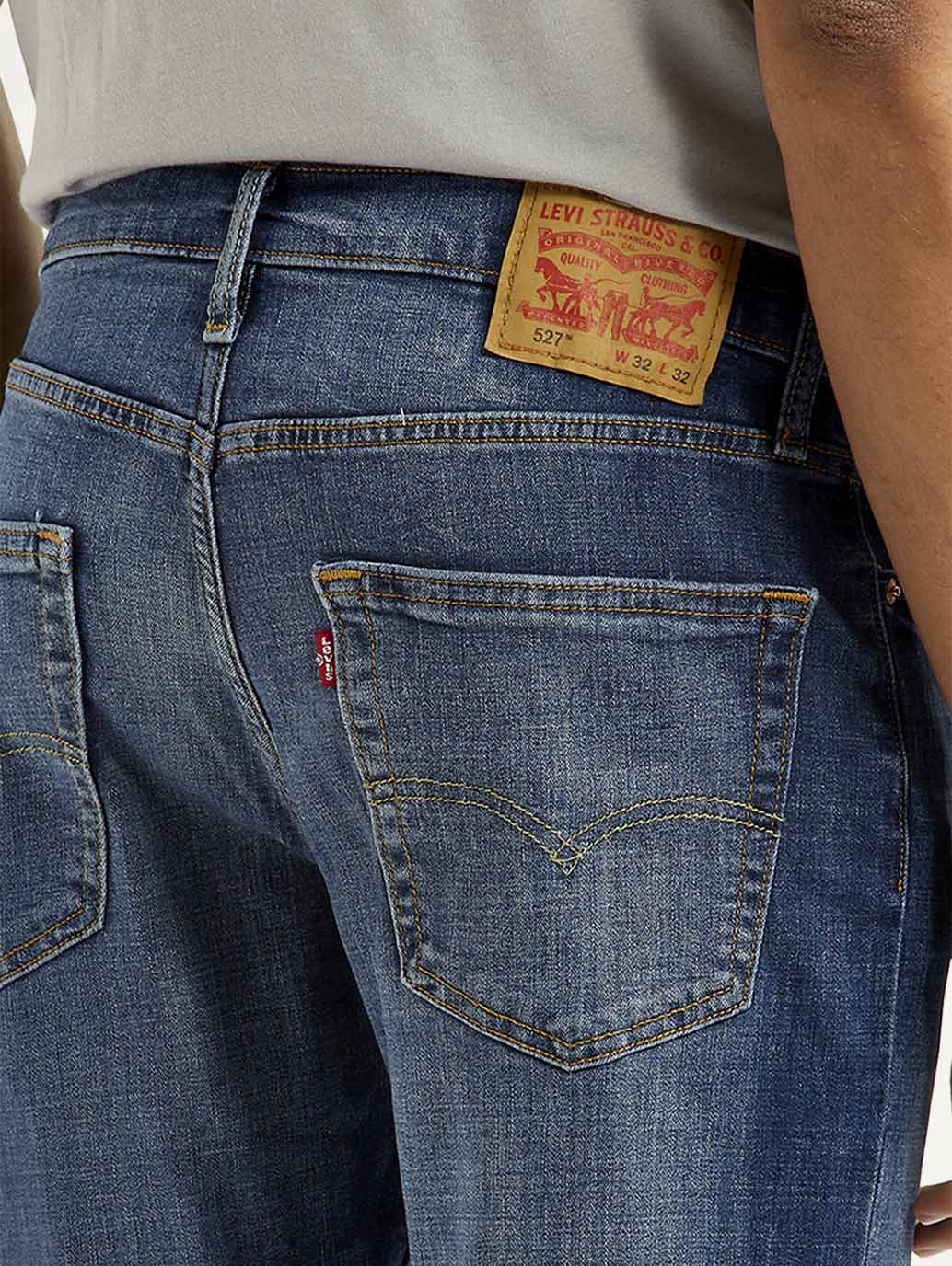 Men's 527 Blue Slim Bootcut Fit Mid Rise Jeans - Detail View