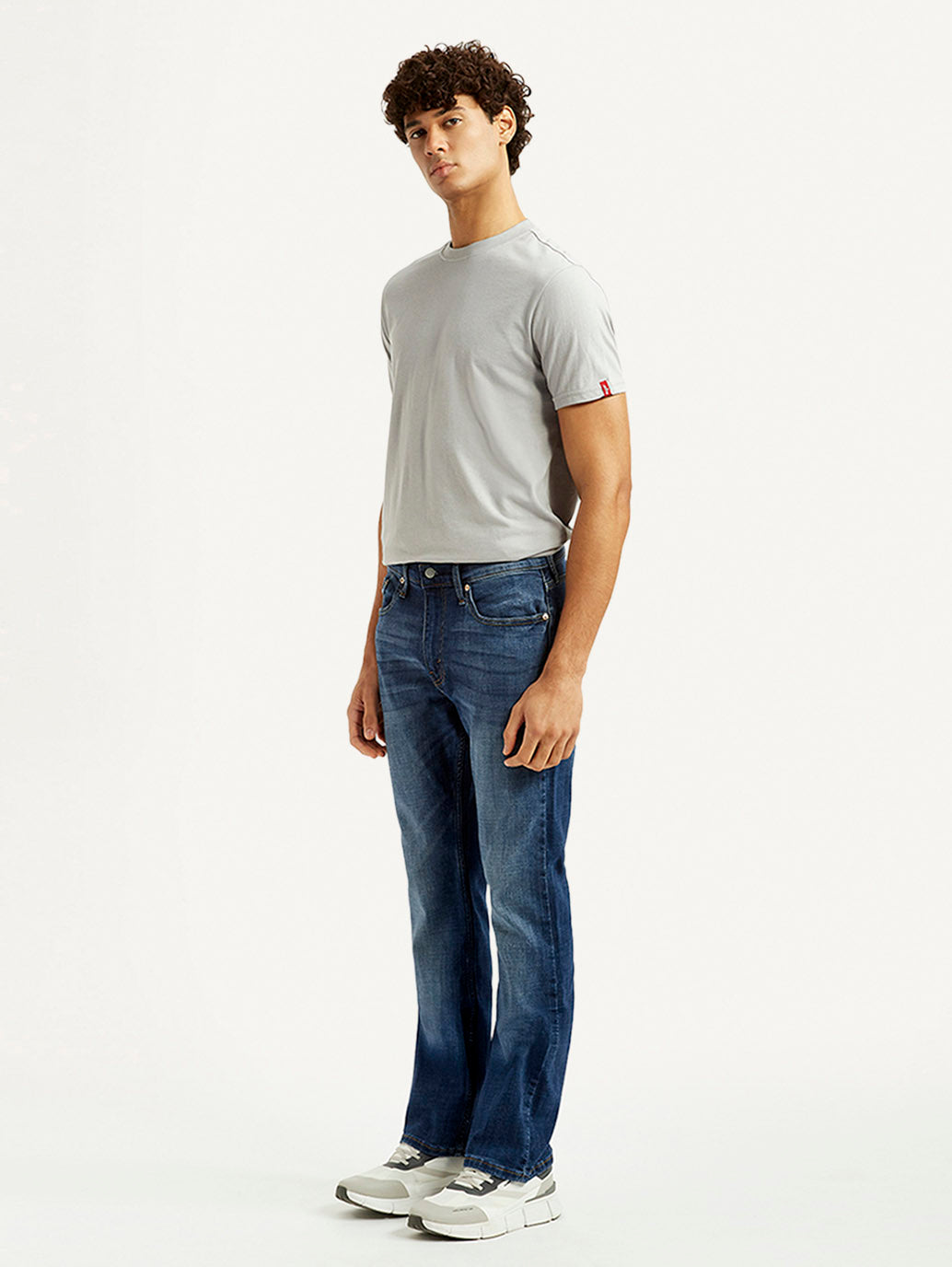 Men's 527 Blue Slim Bootcut Fit Mid Rise Jeans - Side View