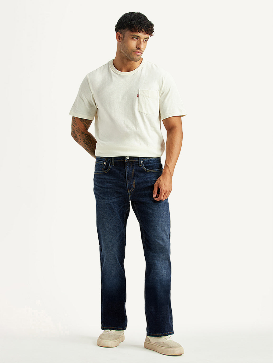 Men's 527 Dark Blue Bootcut Fit Hyper Stretch Jeans - Front View