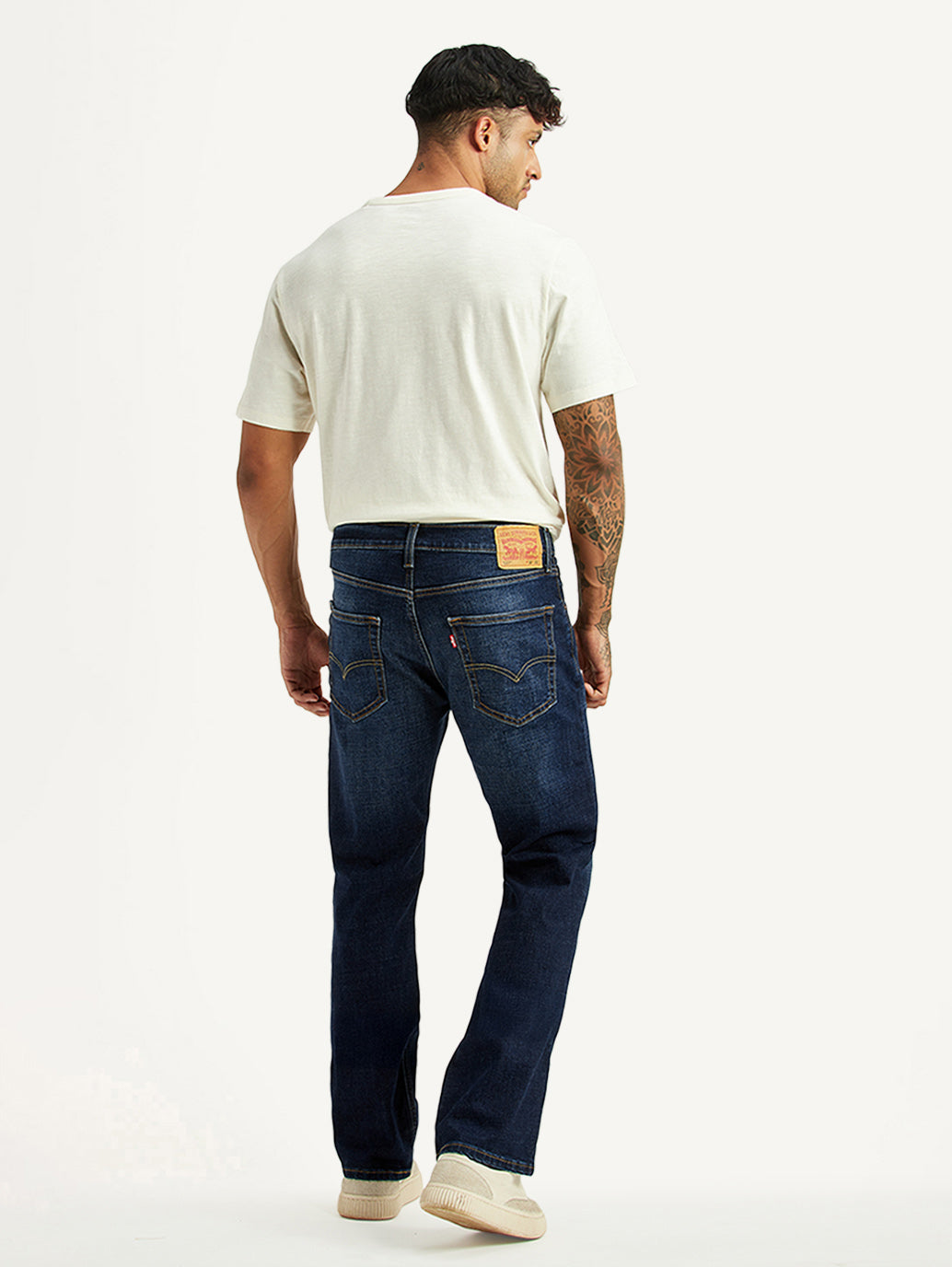 Men's 527 Dark Blue Bootcut Fit Hyper Stretch Jeans - Back View