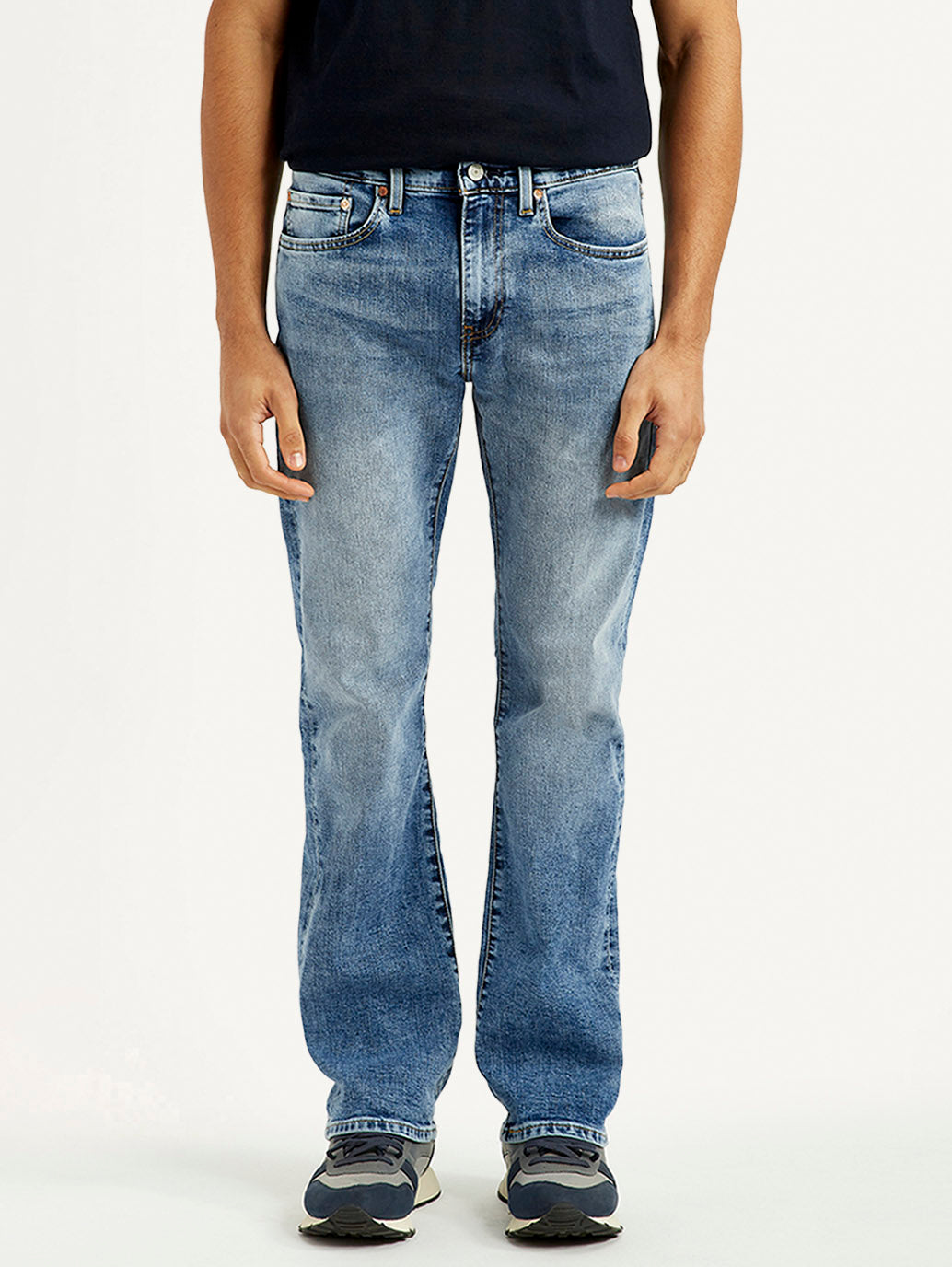 Men's 527 Blue Slim Bootcut Fit Mid Rise Jeans - Front View