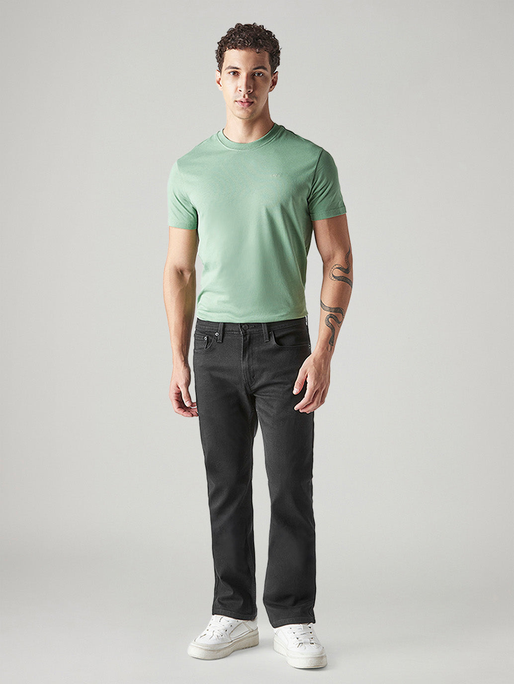 Men's 527 Charcoal Grey Bootcut Fit Mid Rise Jeans - Front View