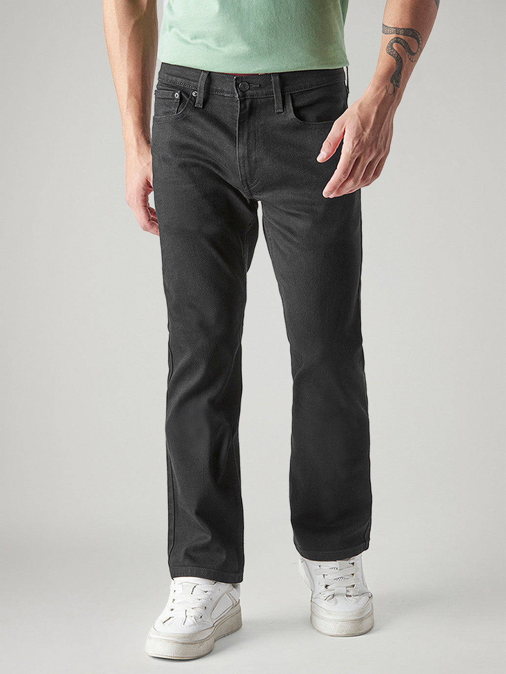 Men's 527 Charcoal Grey Bootcut Fit Mid Rise Jeans - Front View