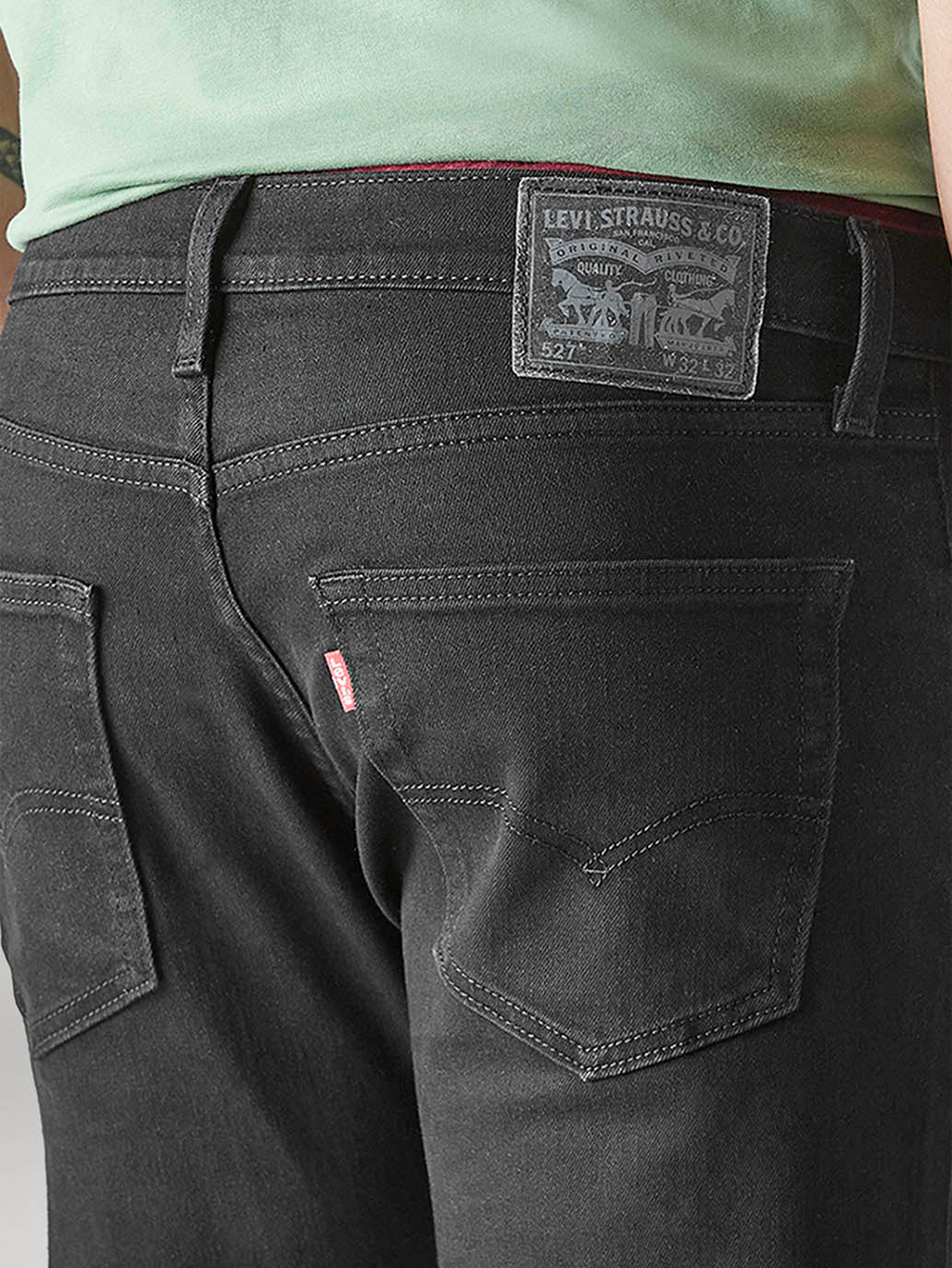 Men's 527 Charcoal Grey Bootcut Fit Mid Rise Jeans - Detail View
