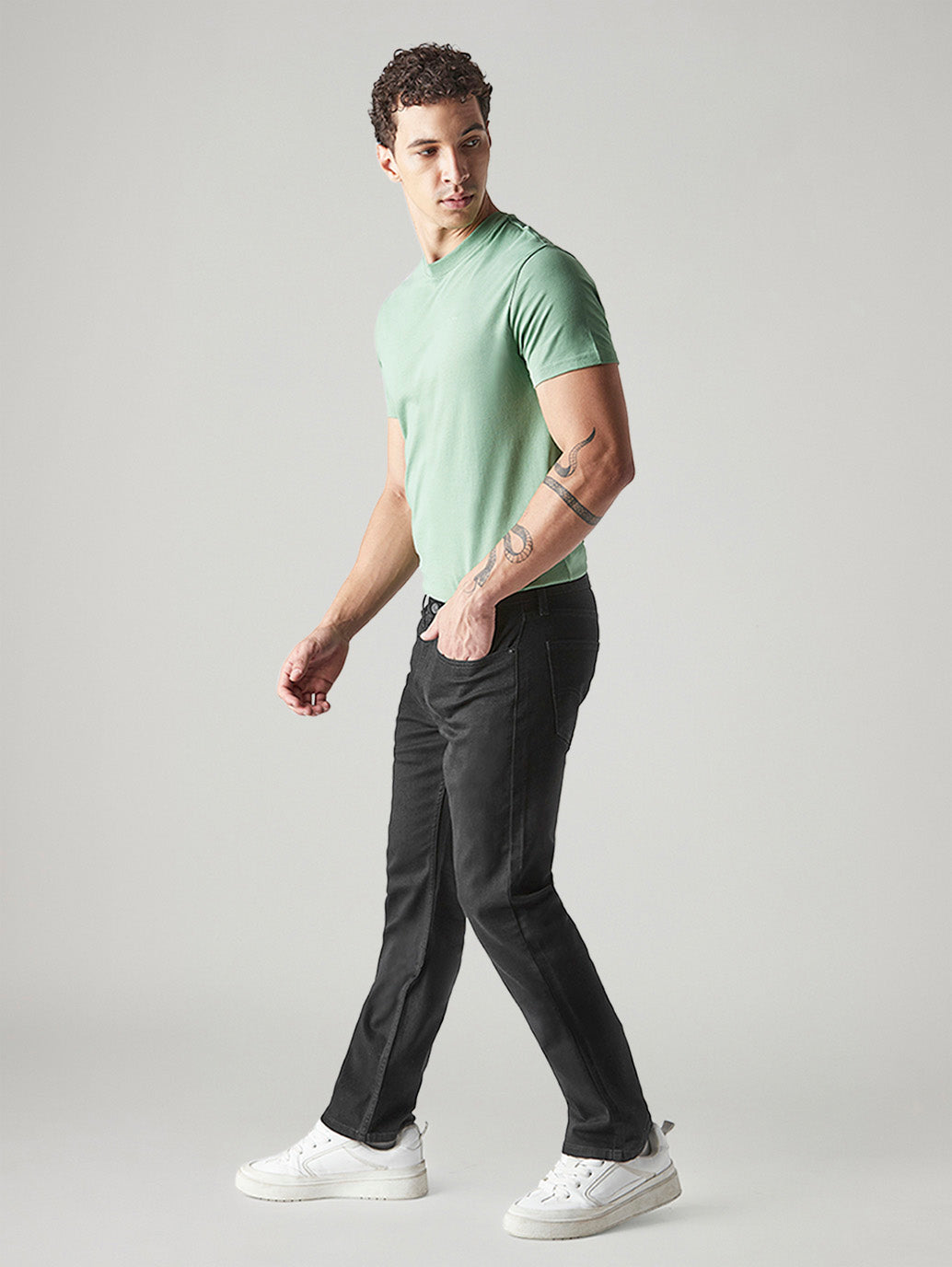 Men's 527 Charcoal Grey Bootcut Fit Mid Rise Jeans - Side View