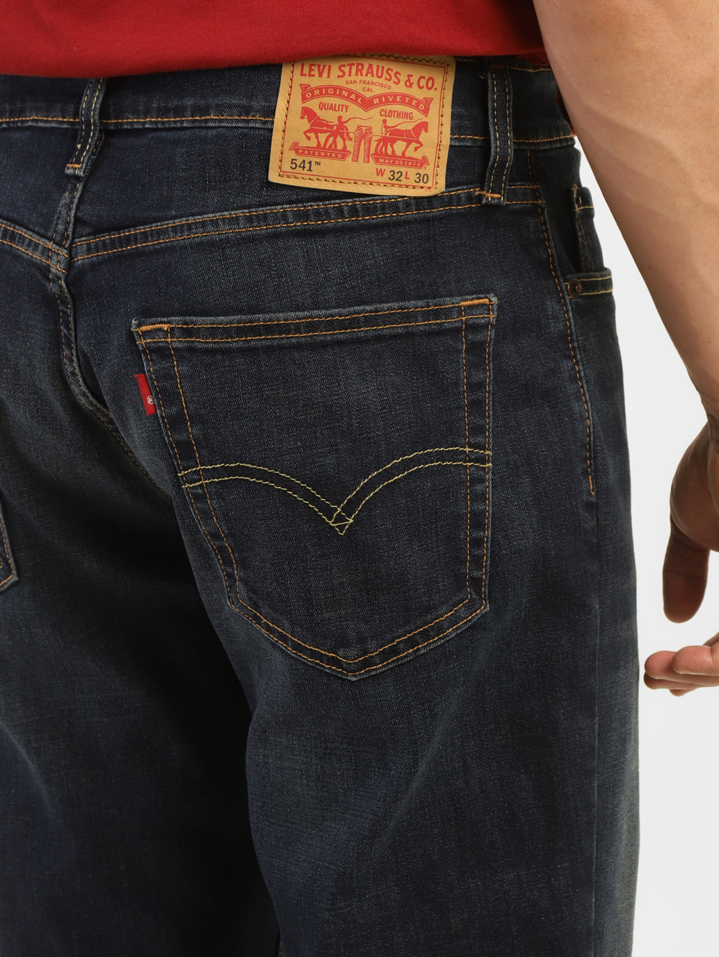 Men's 541 Blue Athletic Tapered Fit Mid Rise Jeans - Details View