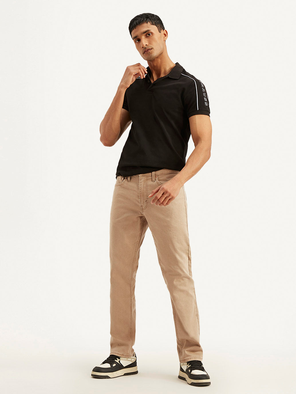 Men's 541 Beige Athletic Tapered Fit Mid Rise Jeans - Styleshot View