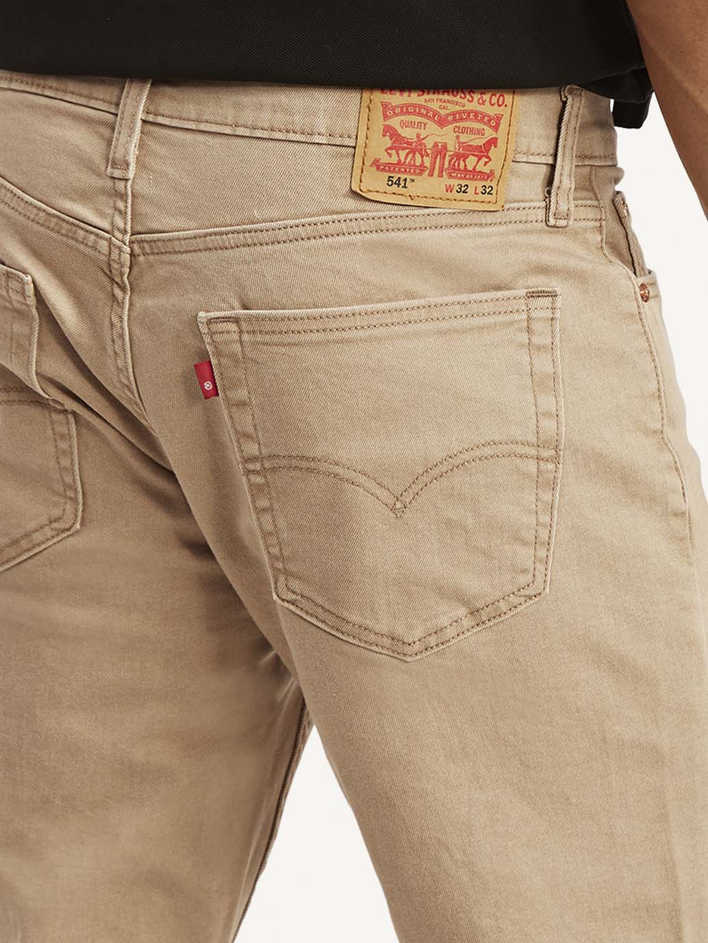 Men's 541 Beige Athletic Tapered Fit Mid Rise Jeans - Detail View