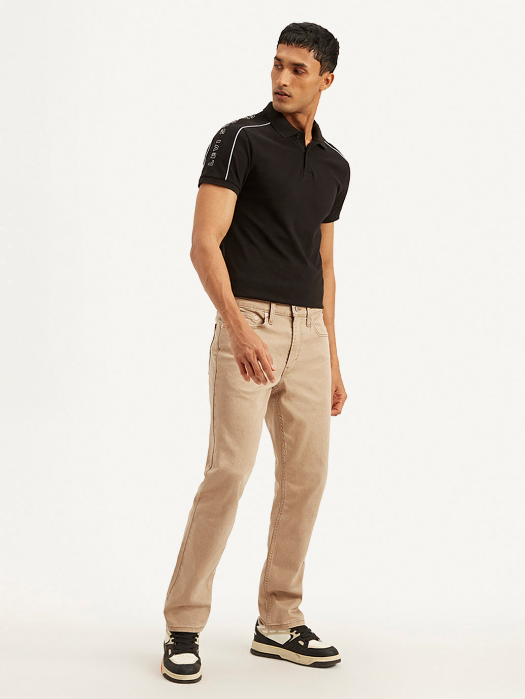 Men's 541 Beige Athletic Tapered Fit Mid Rise Jeans - Side View