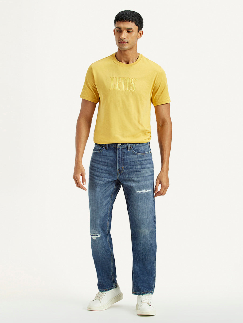 Men's 541 Med Indigo Athletic Tapered Fit Mid Rise Jeans - Front View