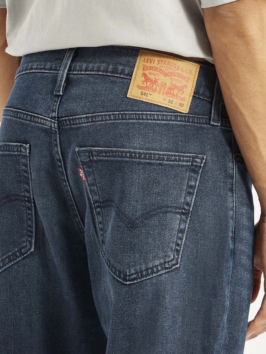 Men's 541 Dark Blue Athletic Tapered Fit Mid Rise Jeans - Detail View