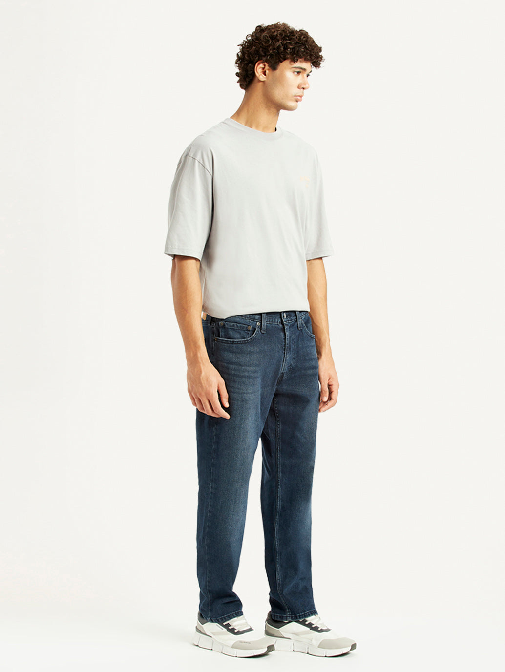 Men's 541 Dark Blue Athletic Tapered Fit Mid Rise Jeans - Side View