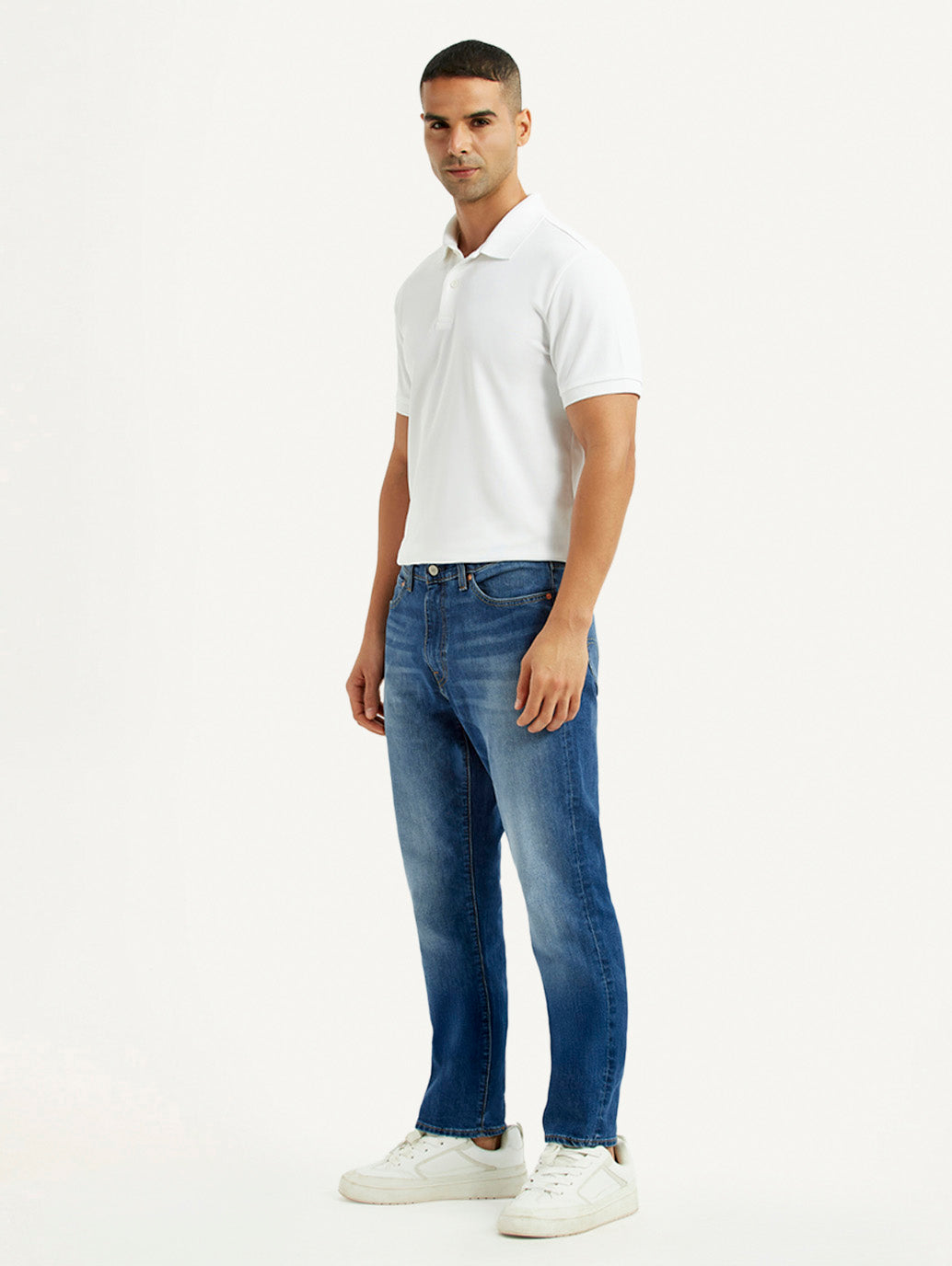 Men's 541 Blue Regular Tapered Fit Mid Rise Jeans - Side View