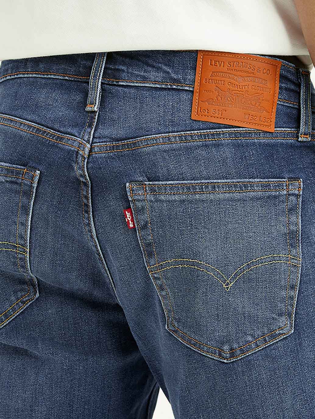 Men's 541 Blue Regular Tapered Fit Mid Rise Jeans - Detail View