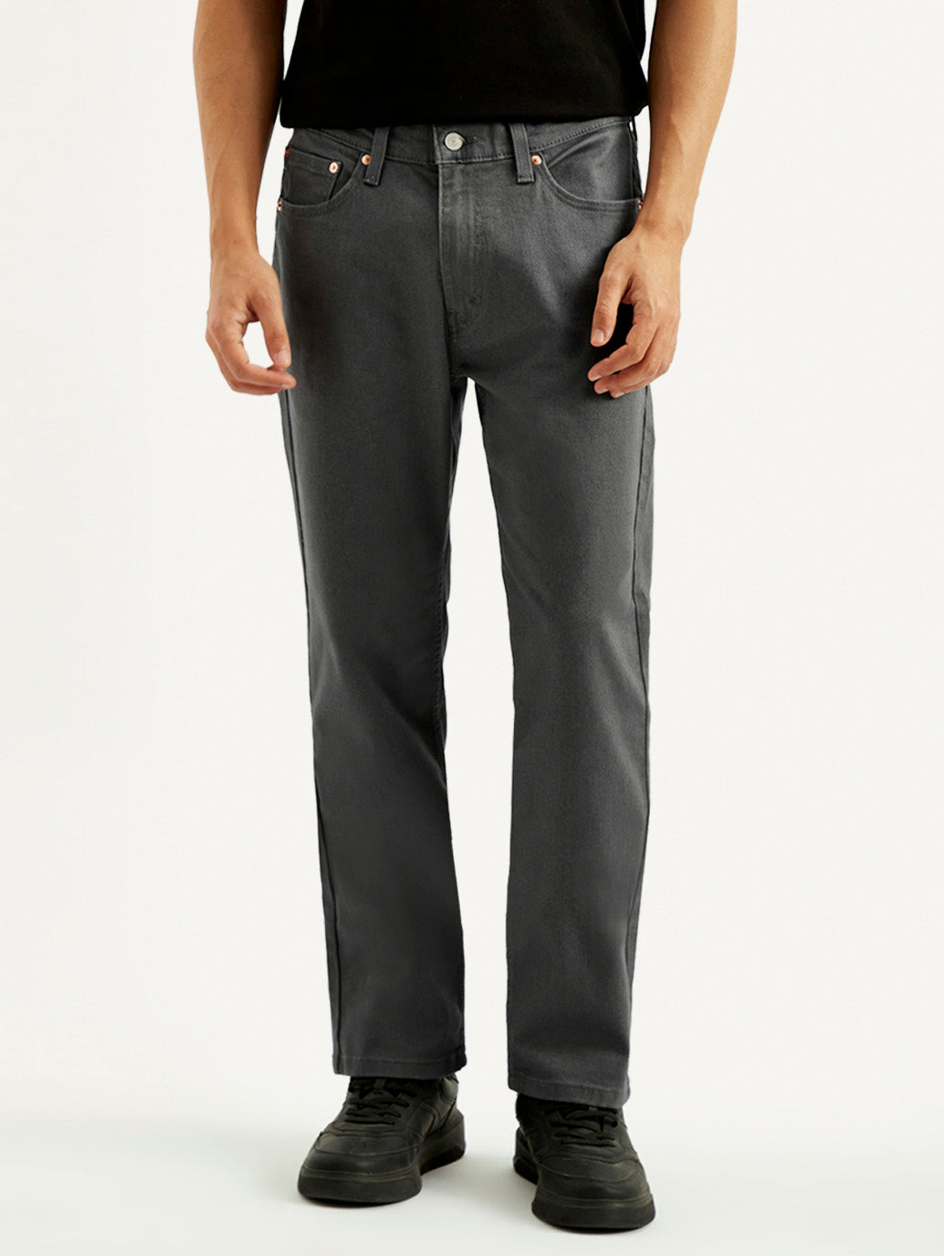 Men's 541 Charcoal Grey Overdyed Athletic Tapered Fit Mid Rise Jeans - Front View