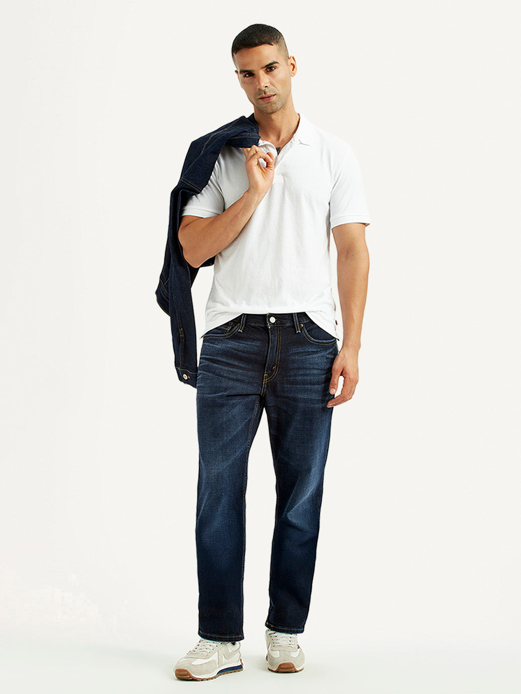 Men's 541 Dark Blue Regular Tapered Fit Mid Rise Jeans - Styleshot View