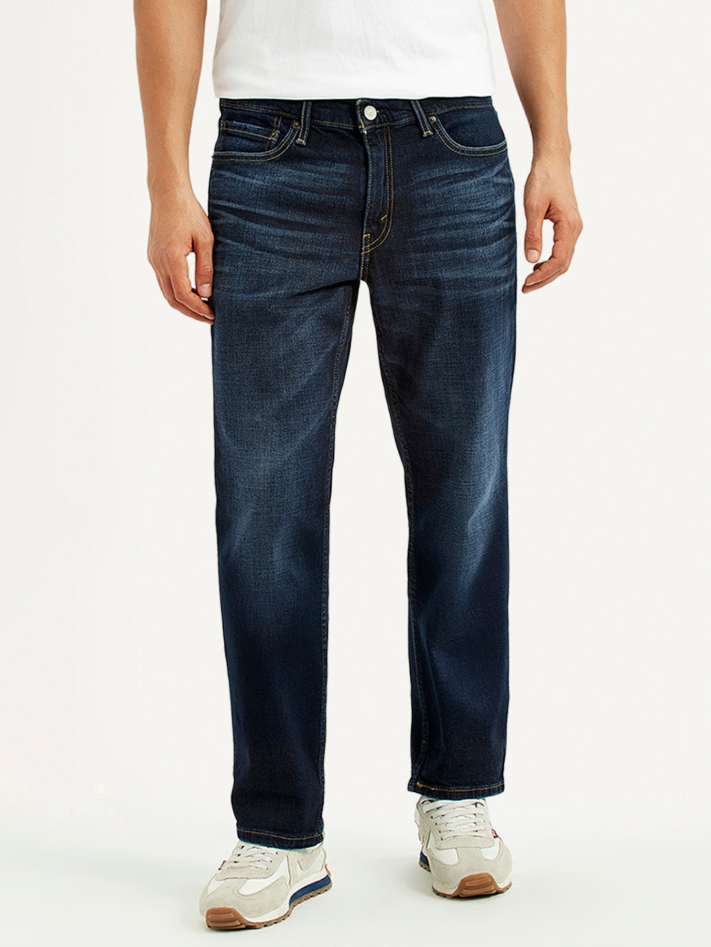 Men's 541 Dark Blue Regular Tapered Fit Mid Rise Jeans - Front View