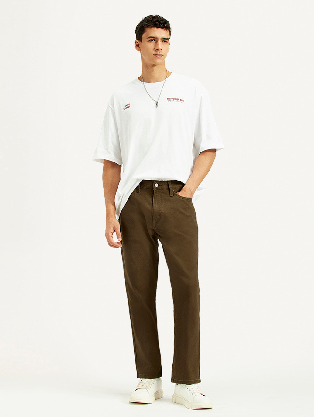 Men's 541 Brown Overdyed Athletic Tapered Fit Mid Rise Jeans - Styleshot View