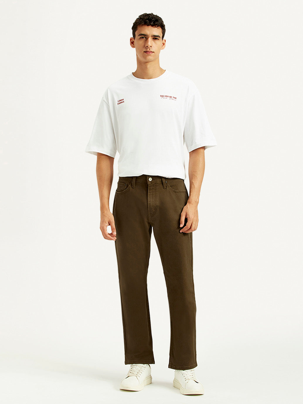Men's 541 Brown Overdyed Athletic Tapered Fit Mid Rise Jeans - Front View