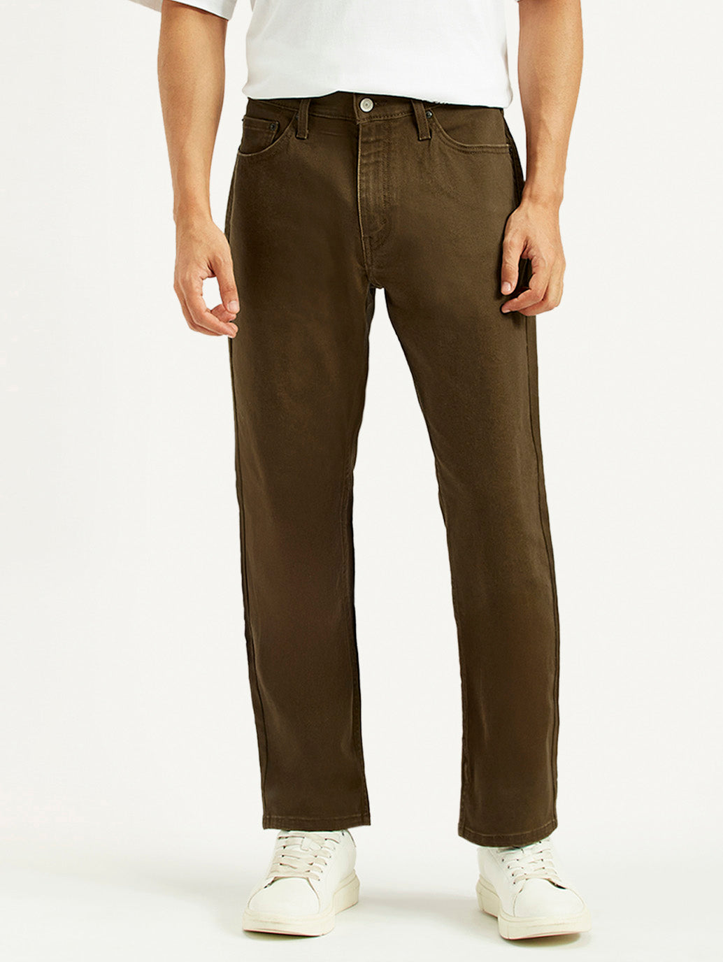Men's 541 Brown Overdyed Athletic Tapered Fit Mid Rise Jeans - Front View