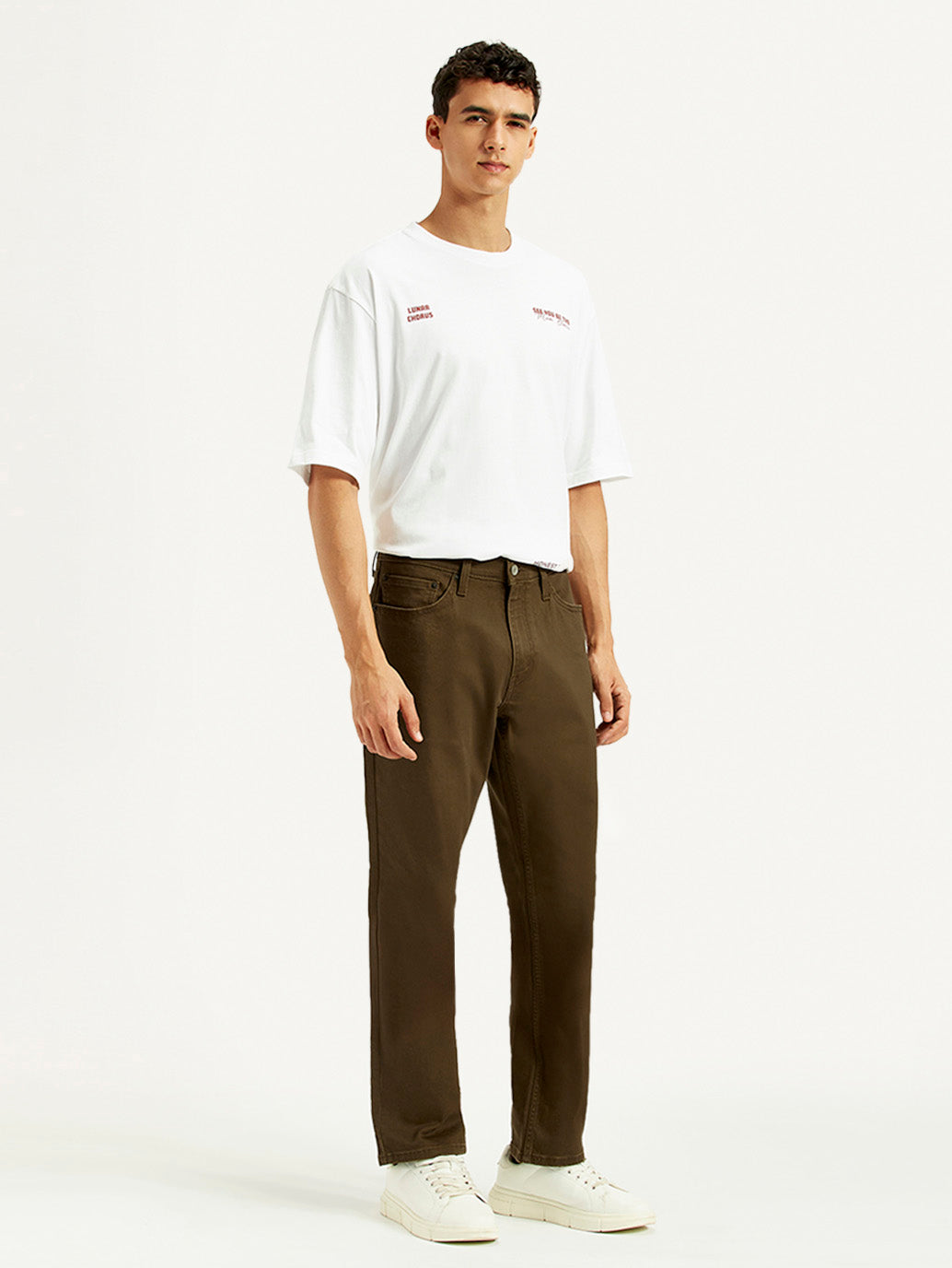 Men's 541 Brown Overdyed Athletic Tapered Fit Mid Rise Jeans - Side View