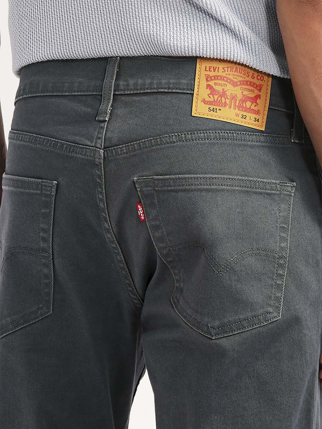 Men's 541 Grey Athletic Tapered Fit Mid Rise Jeans - Detail View