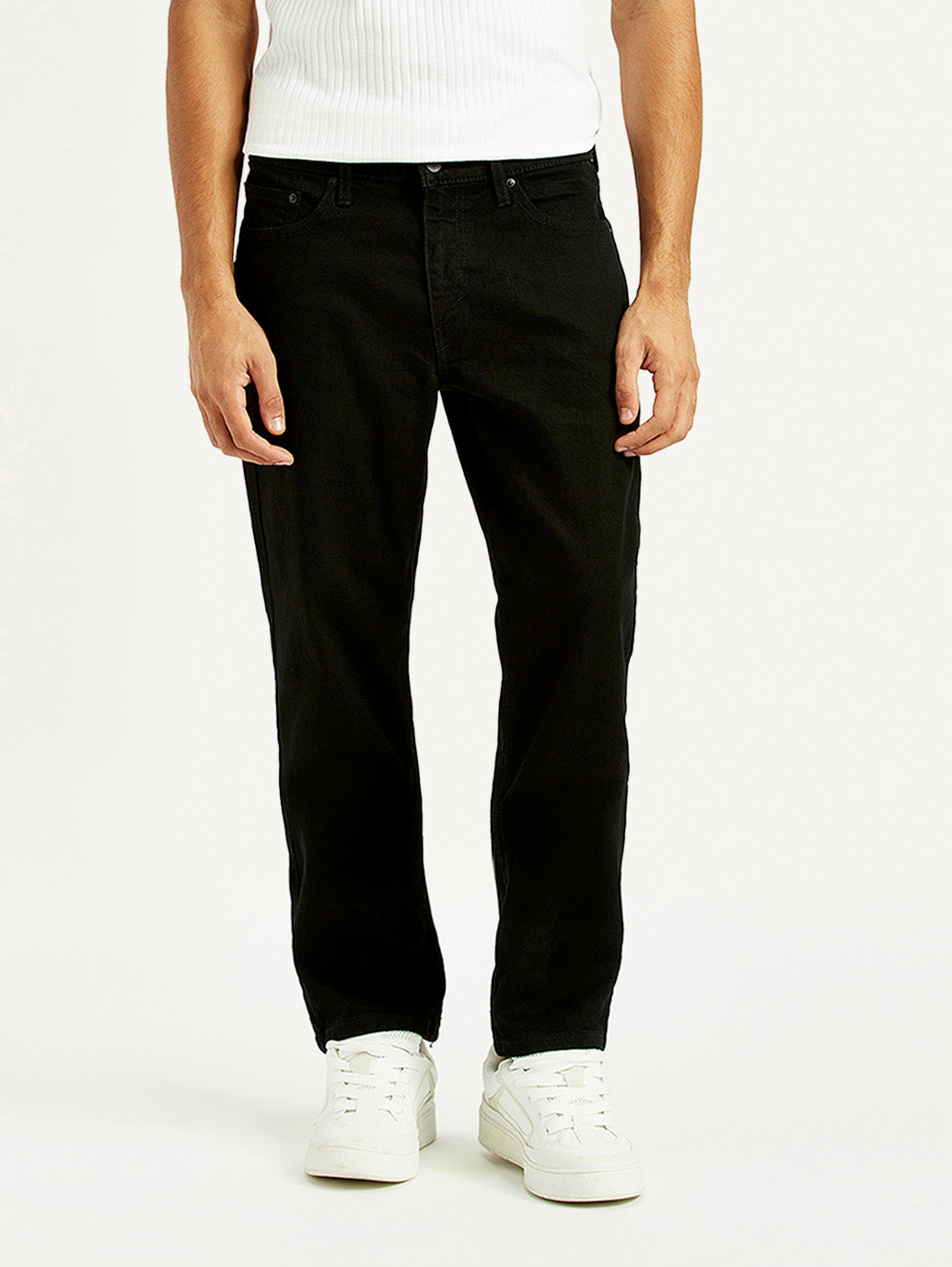 Men's 541 Black Athletic Tapered Fit Mid Rise Jeans - Front View