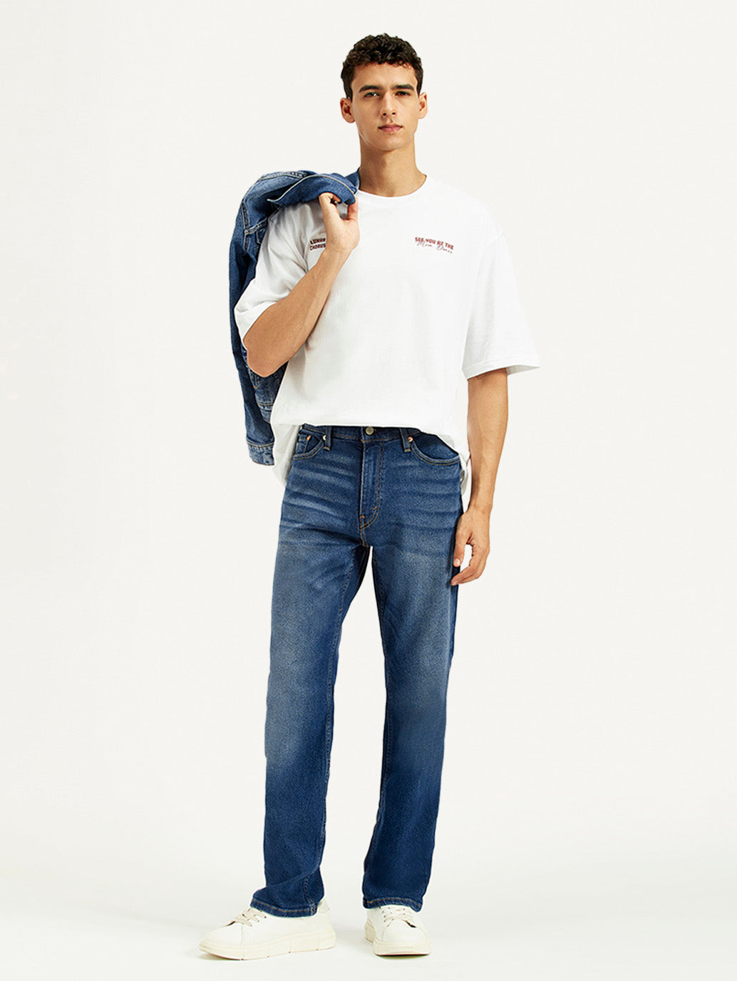Men's 541 Blue Athletic Tapered Fit Mid Rise Jeans - Styleshot View