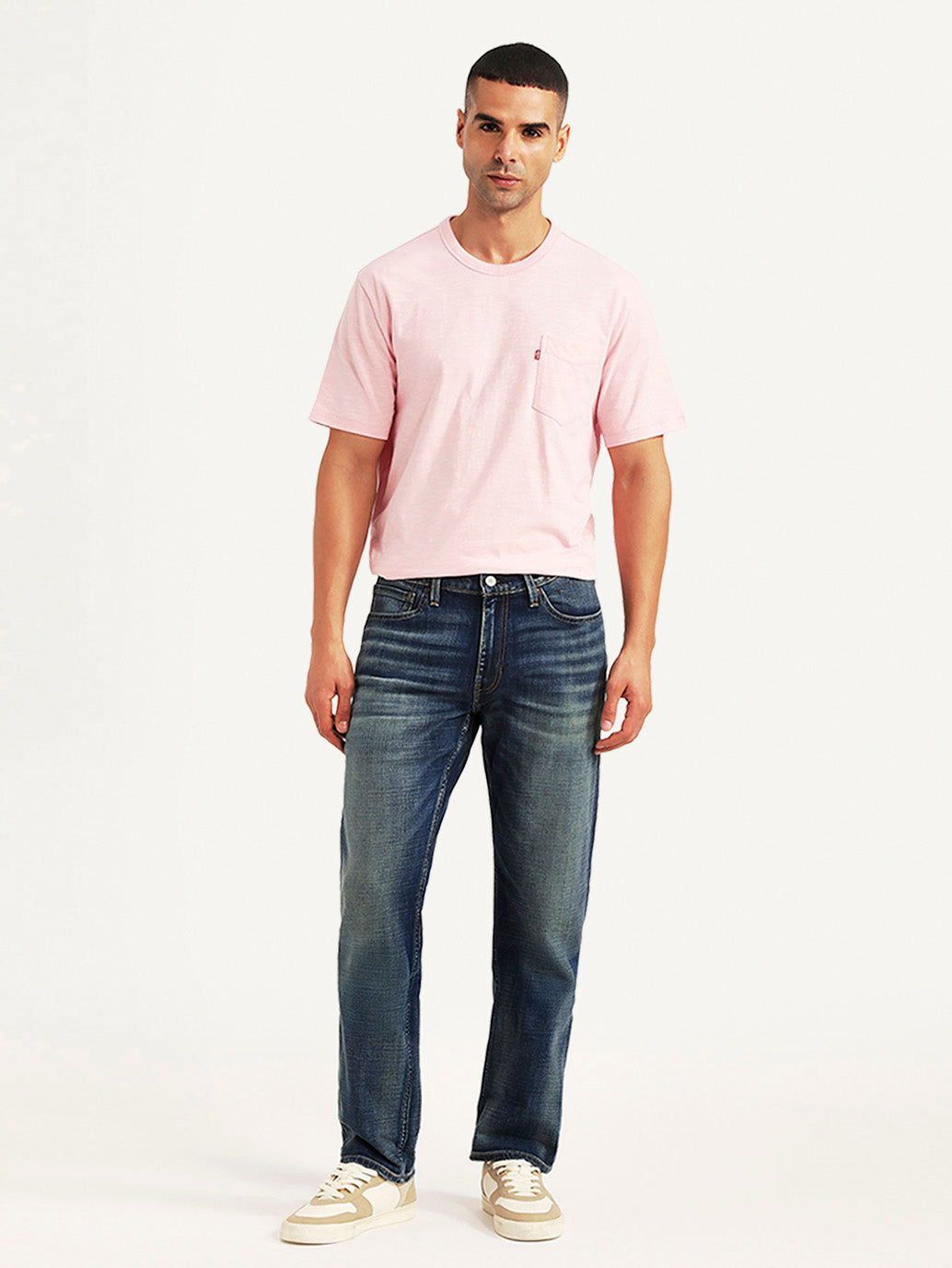 Men's Tinted 541 Navy Athletic Tapered Fit Mid Rise Selvedge Jeans - Front View