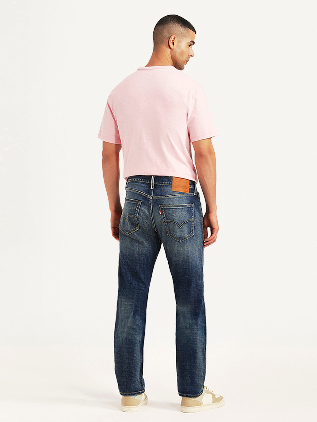 Men's Tinted 541 Navy Athletic Tapered Fit Mid Rise Selvedge Jeans - Back View