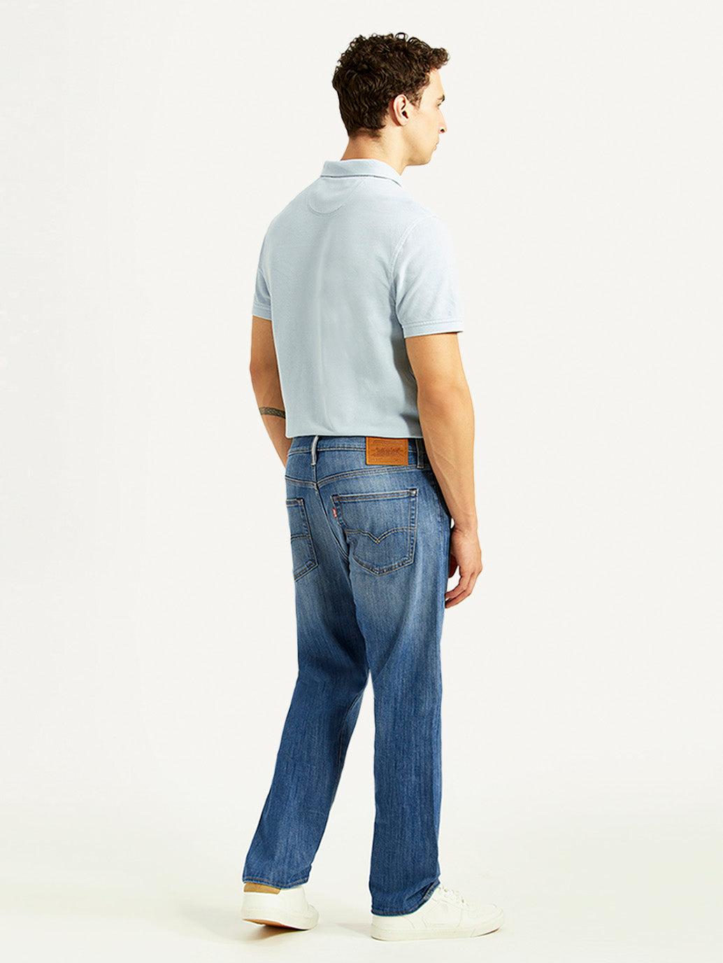 Men's 541 Blue Athletic Tapered Fit Mid Rise Selvedge Jeans - Back View