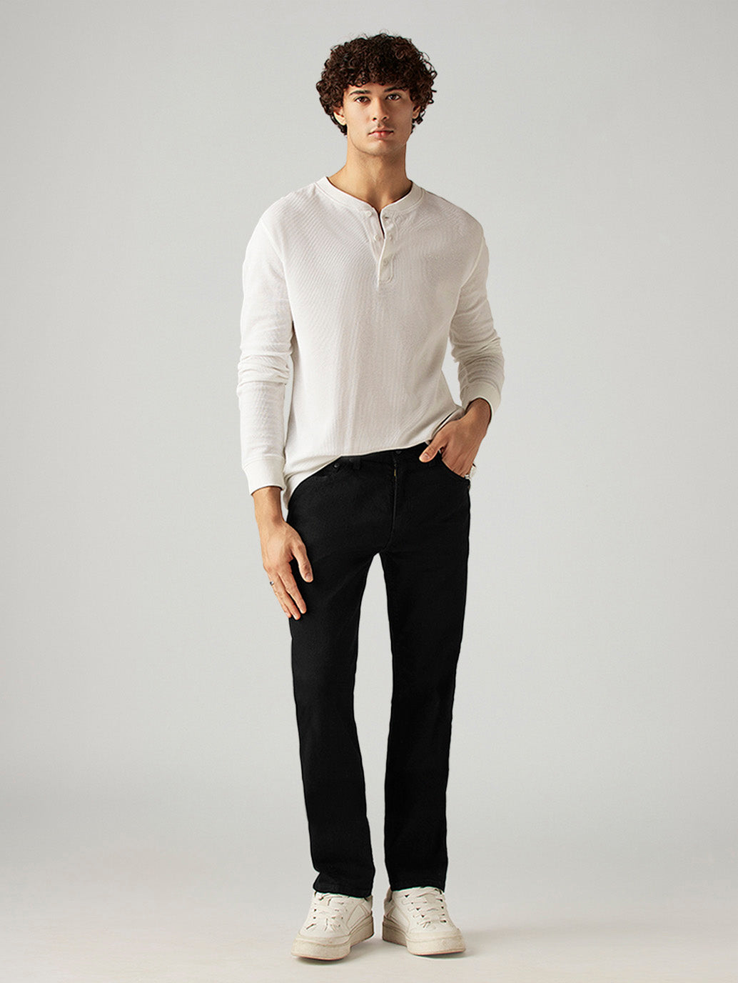 Men's 541 Black Athletic Tapered Fit Mid Rise Jeans - Styleshot View