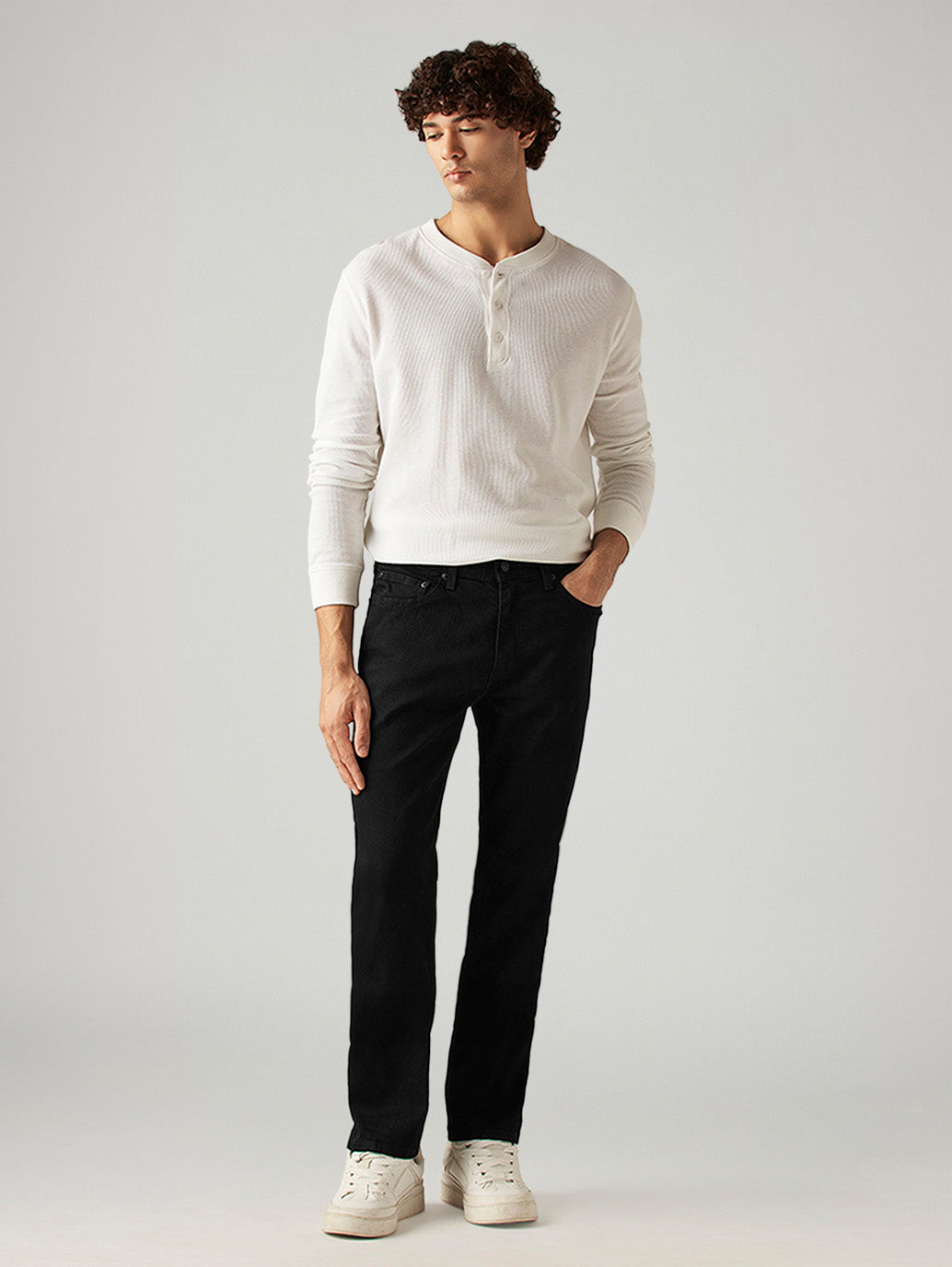 Men's 541 Black Athletic Tapered Fit Mid Rise Jeans - Front View