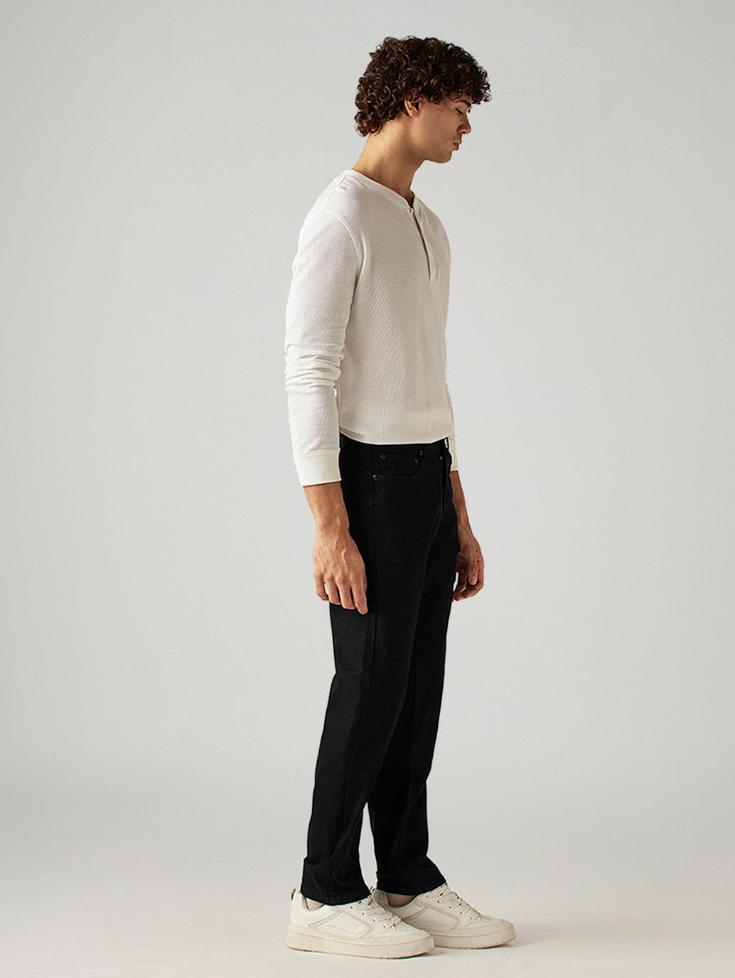 Men's 541 Black Athletic Tapered Fit Mid Rise Jeans - Side View