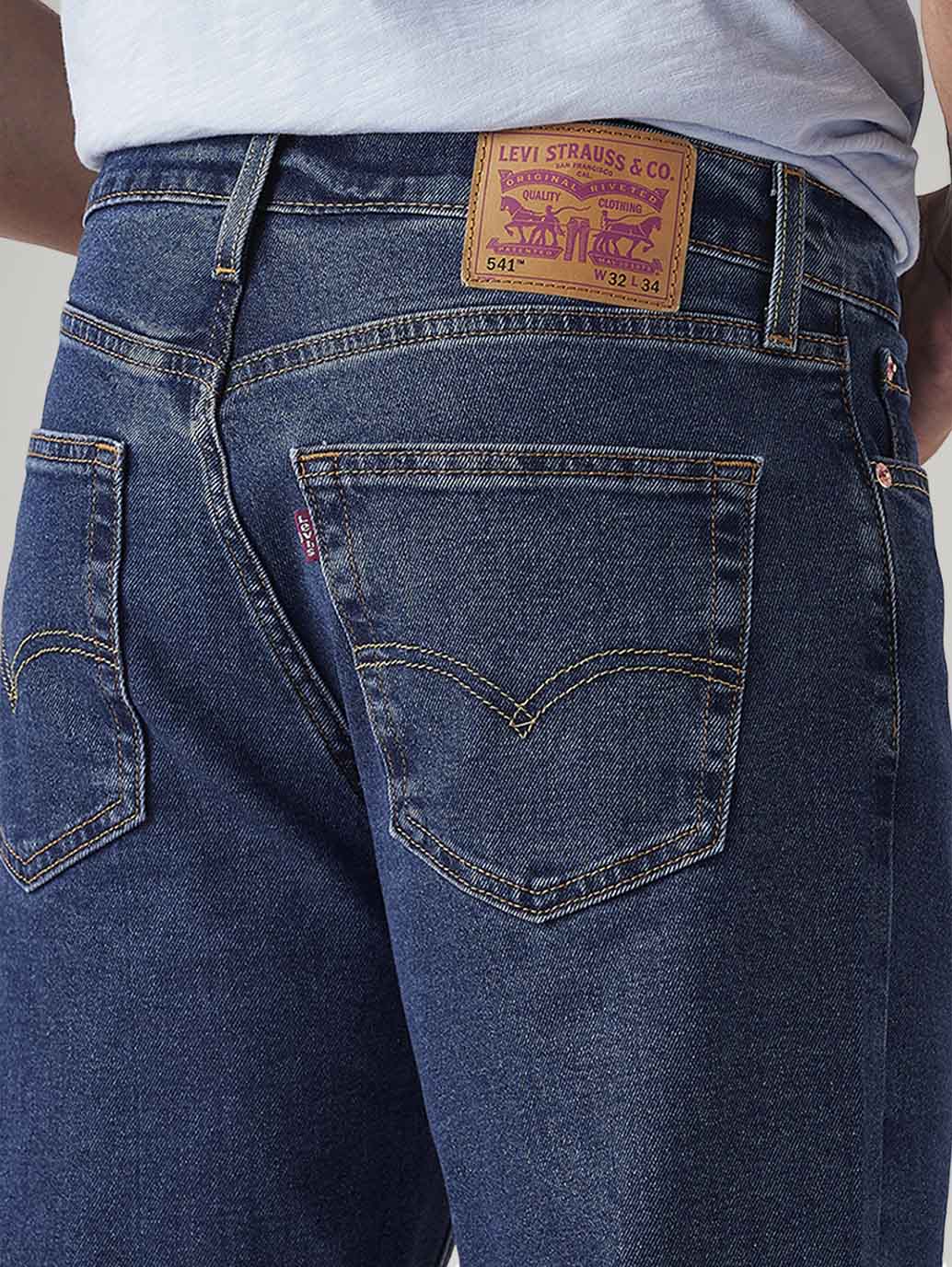 Men's 541 Blue Athletic Tapered Fit Mid Rise Jeans - Detail View