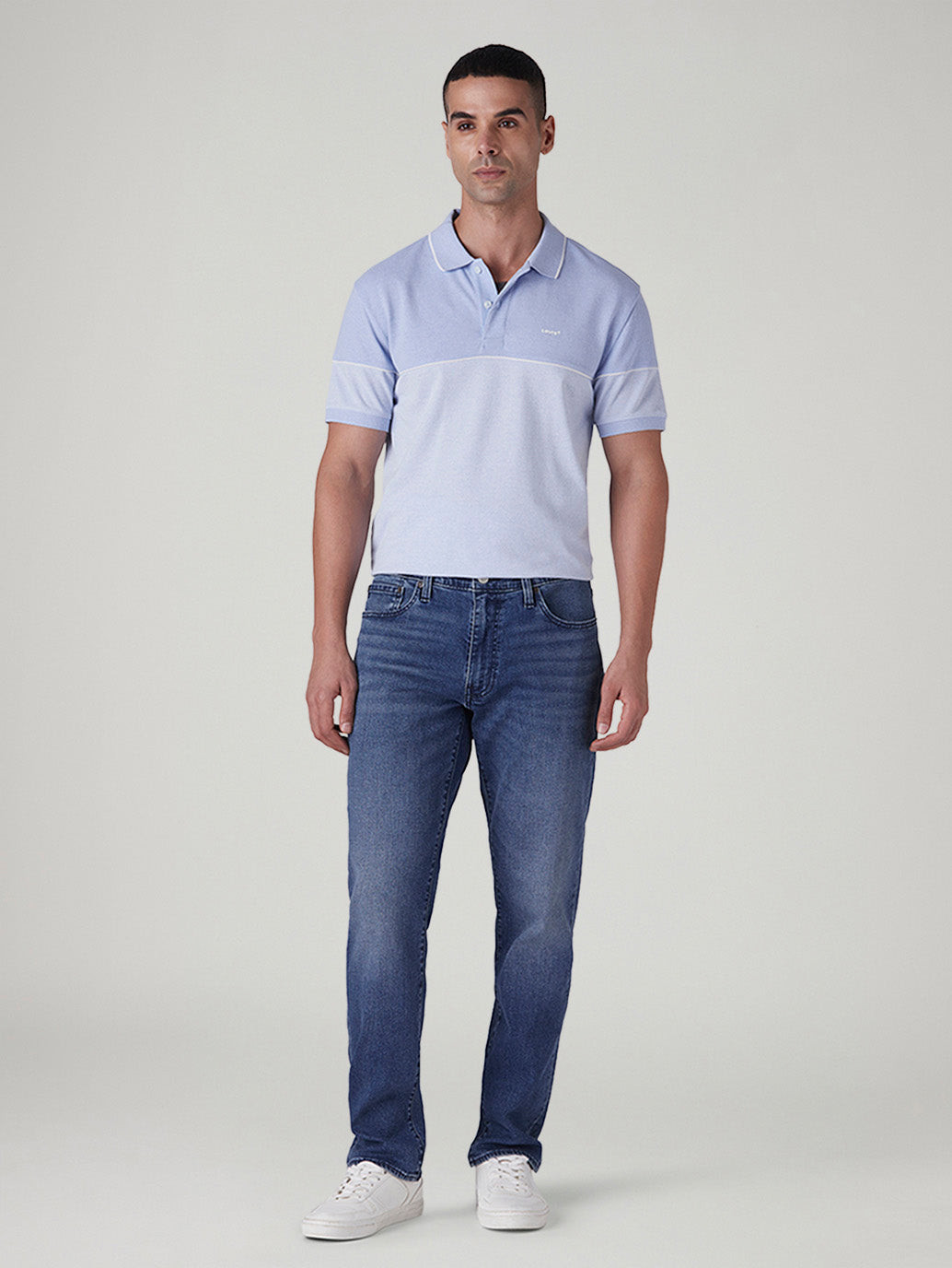 Men's 541 Med Indigo Tapered Fit Mid Rise Linen Jeans - Front View