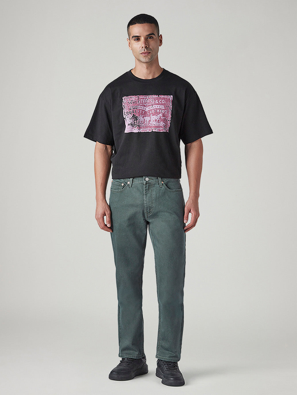 Men's 541 Green Athletic Tapered Fit Mid Rise Overdyed Jeans - Front View