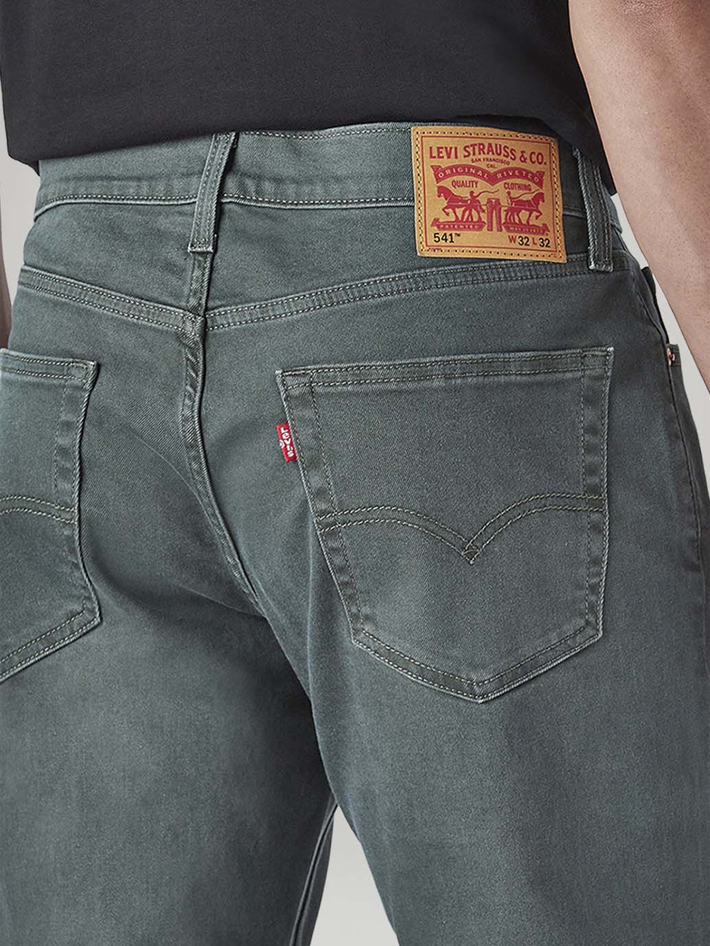 Men's 541 Green Athletic Tapered Fit Mid Rise Overdyed Jeans - Detail View