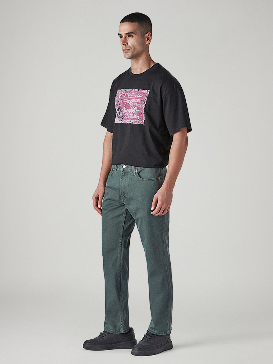Men's 541 Green Athletic Tapered Fit Mid Rise Overdyed Jeans - Side View