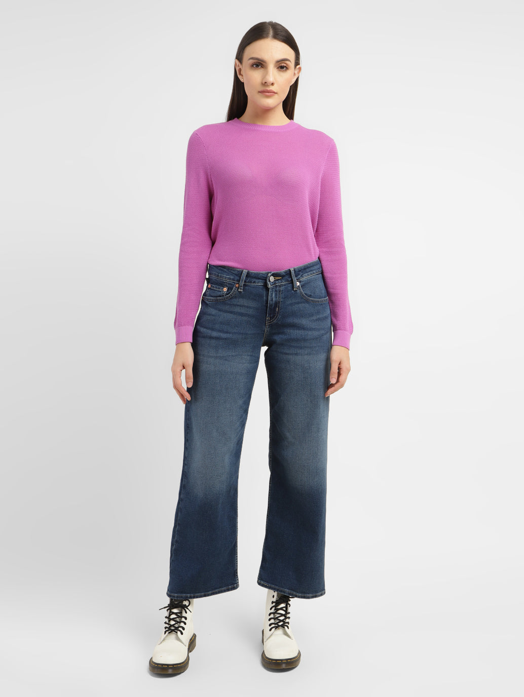 Women's Blue Loose Fit Low Rise Jeans - 02d1589a-1077-4a8c-9baa-9198e74804aa View