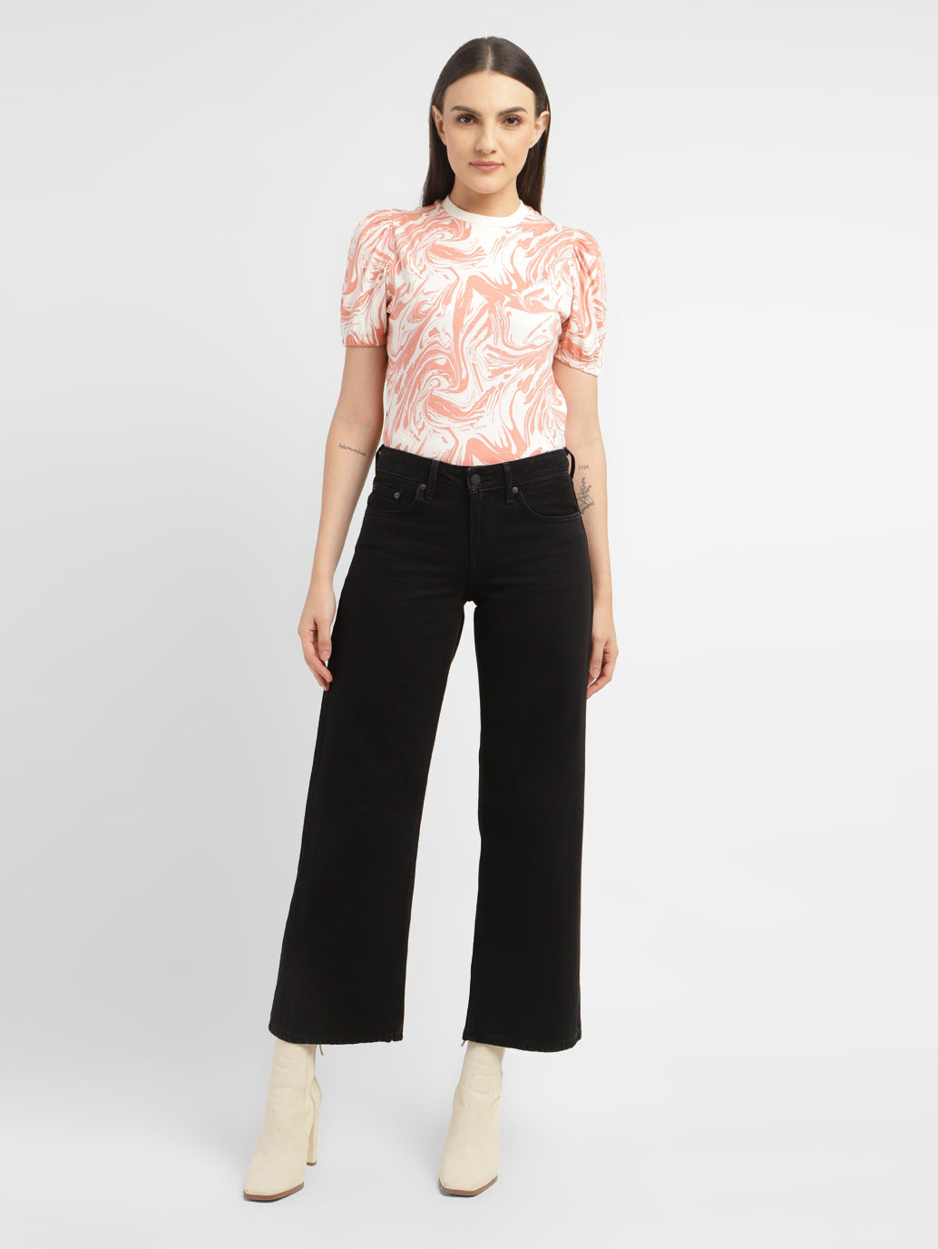 Women's Black Loose Fit Low Rise Jeans